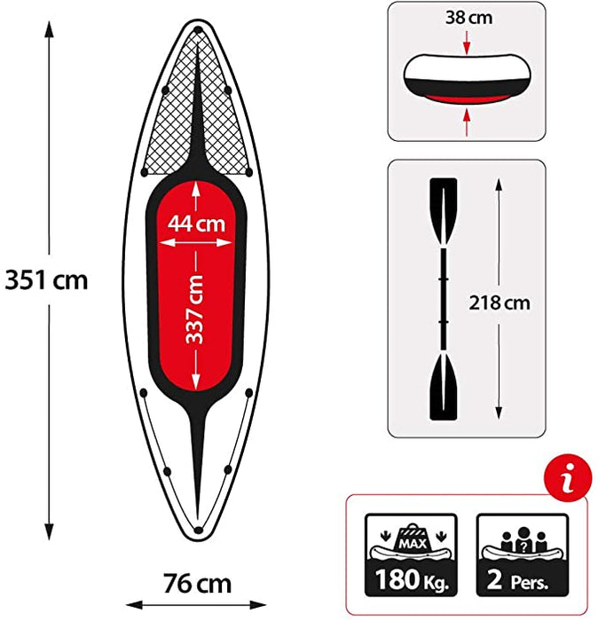 Intex Challenger K2 Kayak - 2-Person Inflatable Kayak Set with Aluminum Oars and High Output Air-Pump - Perfect for Lakes, Rivers, and the Sea