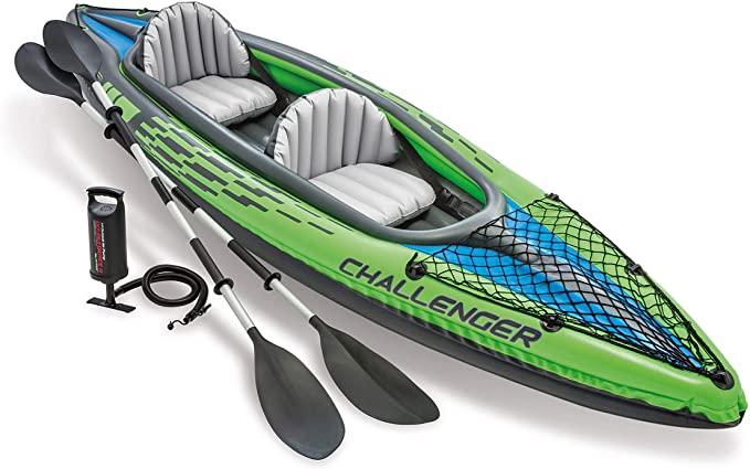 Intex Challenger K2 Kayak - 2-Person Inflatable Kayak Set with Aluminum Oars and High Output Air-Pump - Perfect for Lakes, Rivers, and the Sea