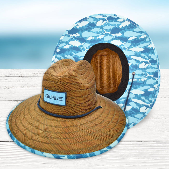 Qwave Men's Straw Lifeguard Hat - Aquafish Print