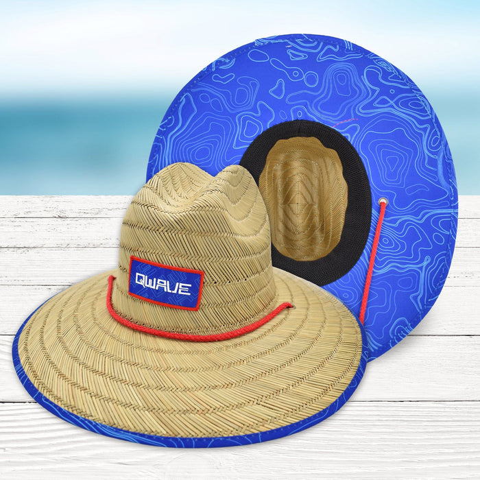 Qwave Men's Straw Lifeguard Hat - Topography Print