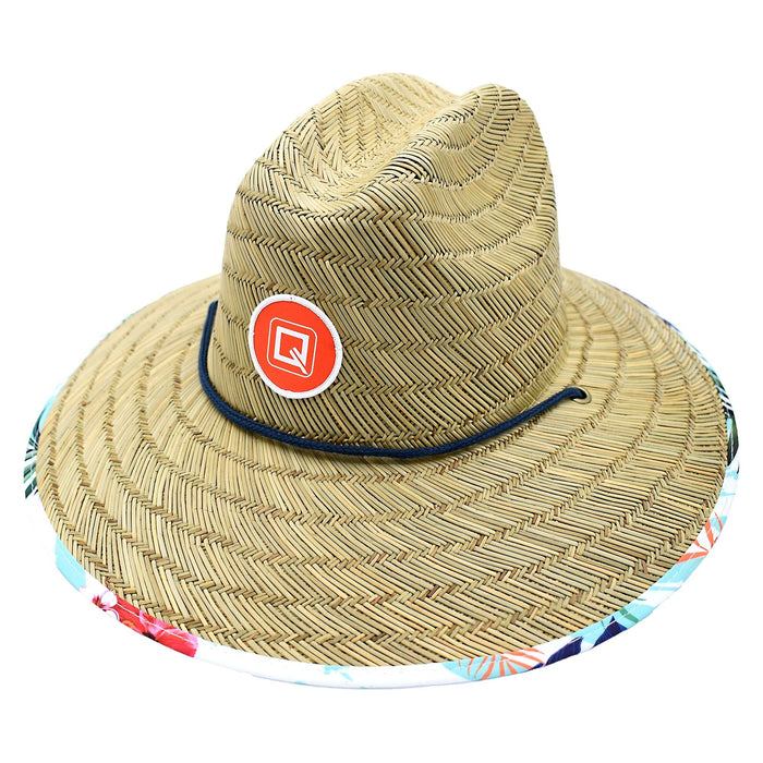 Qwave Women's Straw Lifeguard Hat - Red Tropical Print